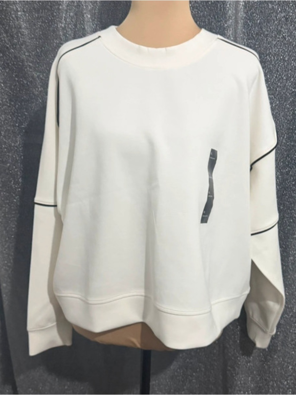 Women's White Pullover Sweatshirt with Contrast Piping Offers Accepted